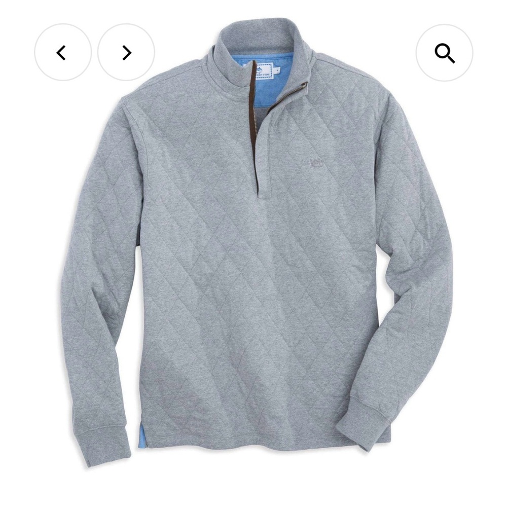 Southern Tide Georgetown Quilted 1/4 Zip Pullover in Steel Grey